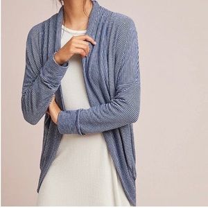 Sundry Brushed Knit Cocoon Cardigan in Blue & White Stripes
